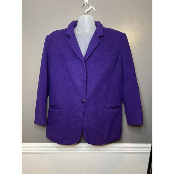 Ashley Scott Blazer Womens Medium Purple Wool Blend Single Button Lined Jacket - Picture 1 of 7